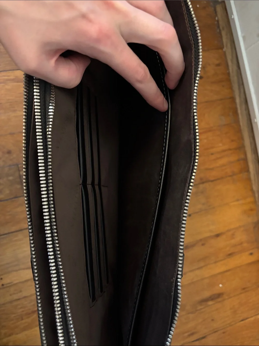 Bostanten Structured Leather Laptop Bag with Top Handles